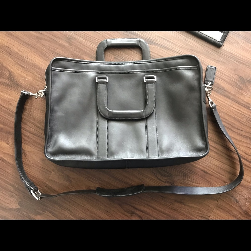 Black leather Coach briefcase